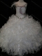 Elegant Ball Gown V Neck Organza Beading Lace Up Little Girl Pageant Dress in White