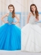 Fashionable Ball Gown Halter Floor-length Tulle Beaded Mini Quinceanera Dress