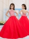Fashionable Red Ball Gown Halter Beading Mini Quinceanera Dress in Tulle