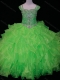 Perfect Sweetheart Ruffled Layer Mini Quinceanera Dress with Spaghetti Straps in Spring Green