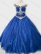 Popular Beaded Bodice Royal Blue Mini Quinceanera Dress in Organza