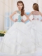 Pretty Ball Gowns Scoop Organza Beaded Side Zipper Mini Quinceanera Dress in White