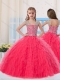 Sweet Ball Gowns Scoop Long Coral Red Mini Quinceanera Dress with Beading
