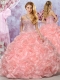 Best Selling Organza Pink Sweet 16 Quinceanera Dress with Beading and Bubbles