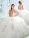 Lovely Beaded and Ruffled White Detachable Quinceanera Dresses in Organza