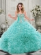 Modern Beaded and Ruffled Chapel Train Quinceanera Dress in Organza