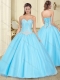 Pretty Visible Boning Aqua Blue Sweet 16 Quinceanera Dress with Beaded Bodice
