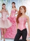 Rolling Flowers Beaded Bodice Detachable Sweet 16 Dresses in Rose Pink