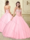 Visible Boning Beaded Sweetheart Quinceanera Dress in Baby Pink