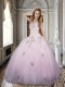 Classical Applique and Beaded Bodice Pink Sweet 16 Dress in Tulle