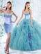 Classical Aquamarine Detachable Quinceanera Gowns with Beaded Bust and Ruffles