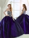 Classical Brush Train Beaded Bodice Purple Quinceanera Gown in Taffeta