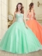 Classical Really Puffy Apple Green Quinceanera Gown with Beaded Bodice