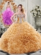 Exclusive Organza Champagne Sweet 16 Dress with Beading and Ruffles