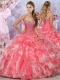 Latest Visible Boning Beaded and Applique Organza 15th Birthday Dresses in Two Tone