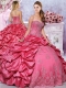 Lovely Beaded Coral Red Discount Quinceanera Dresses with Appliques and Bubbles