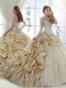 New Style Applique and Bubble Champagne Quinceanera Gown in Tulle and Taffeta