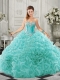 Pretty Really Puffy Aqua Blue Quinceanera Dress with Beading and Ruffles