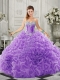 Simple Beaded and Ruffled Lace Up Sweetheart Discount Quinceanera Dresses in Organza