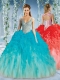 Beautiful Deep V Neck Big Puffy 15th Birthday Dresses with Beaded Decorated Cap Sleeves