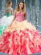 Beautiful Really Puffy Red and Champagne Beaded and Ruffled Birthday Dresses