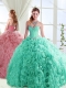 Exclusive Beaded Really Puffy Detachable 15th Birthday Dresses in Rolling Flowers