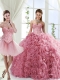 Romantic Beaded and Rolling Flowers Detachable Detachable Dresses with Brush Train