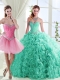 Romantic Rolling Flowers Really Puffy Detachable Sweet 16 Dresses in with Beading