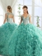 Sexy Deep V Neck Mint Detachable Detachable Dresses with Beading and Appliques