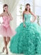 Visible Boning Rolling Flowers Detachable Quinceanera Dresses with Beading