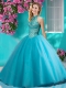 Artistic Big Puffy Halter Top Quinceanera Dress with Beading and Appliques