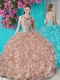 Beautiful Beaded and Ruffled 15th Birthday Dresses with See Through Scoop