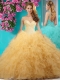 Delicate See Through Scoop Big Puffy Quinceanera Gown with Beading and Ruffles