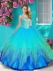 Exquisite See Through Beaded Scoop Quinceanera Dress with Backless