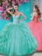 Fashionable Beaded and Ruffled Taffeta 15th Birthday Dresses in Really Puffy