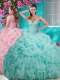 Flirting Brush Train Really Puffy Quinceanera Dress with Beading and Ruffles