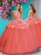 Lovely Beaded and Ruffled Big Puffy 15th Birthday Dresses with Halter Top