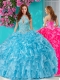 Pretty Beaded and Ruffled Big Puffy Quinceanera Gown with Halter Top