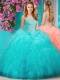 Sophisticated See Through Beaded Scoop Sweet 16 Dress with Ruffles