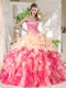 Cheap Big Puffy Colorful Quinceanera Gown with Beading and Ruffles