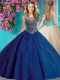 Elegant Beaded and Applique Quinceanera Dress with See Through Scoop