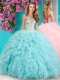 Feminine Really Puffy Floor Length Quinceanera Dress with Beading and Ruffles