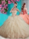Gorgeous Beaded and Ruffled Big Puffy Quinceanera Dress in Champagne