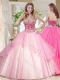 Lovely Ruffled Layers Sweet 16 Dress with Beaded Bodice in Pink