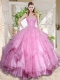 Popular Rose Pink Really Puffy Quinceanera Dress with Beading and Ruffles Layers