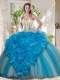 Visible Boning Really Puffy Discount Quinceanera Dress with Ruffles and Beading