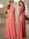 Fashionable See Through Bateau Watermelon 2000Dress with Lace