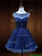 Lovely See Through Beaded Short Prom Dress in Royal Blue