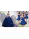 Pretty Navy Blue Really Puffy Quinceanera Dress and Fashionable Short Dama Dresses