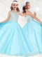 Adorable Beaded Baby Blue Little Girl Pageant Dress with Halter Top